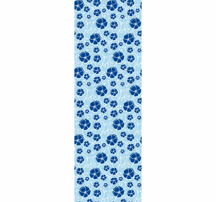 Papel pintado floral azulejos florales azules - TenVinilo
