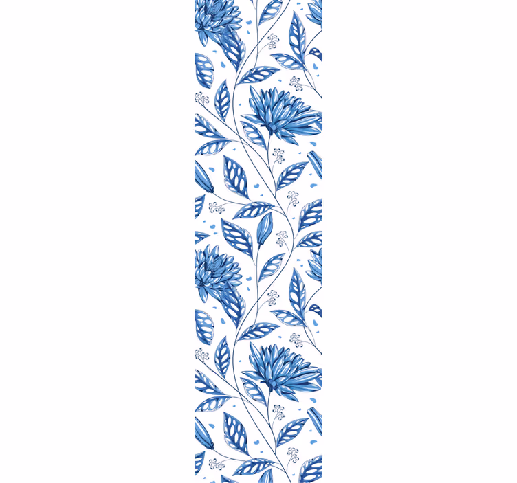 Papel pintado flores patrón floral azul - TenVinilo