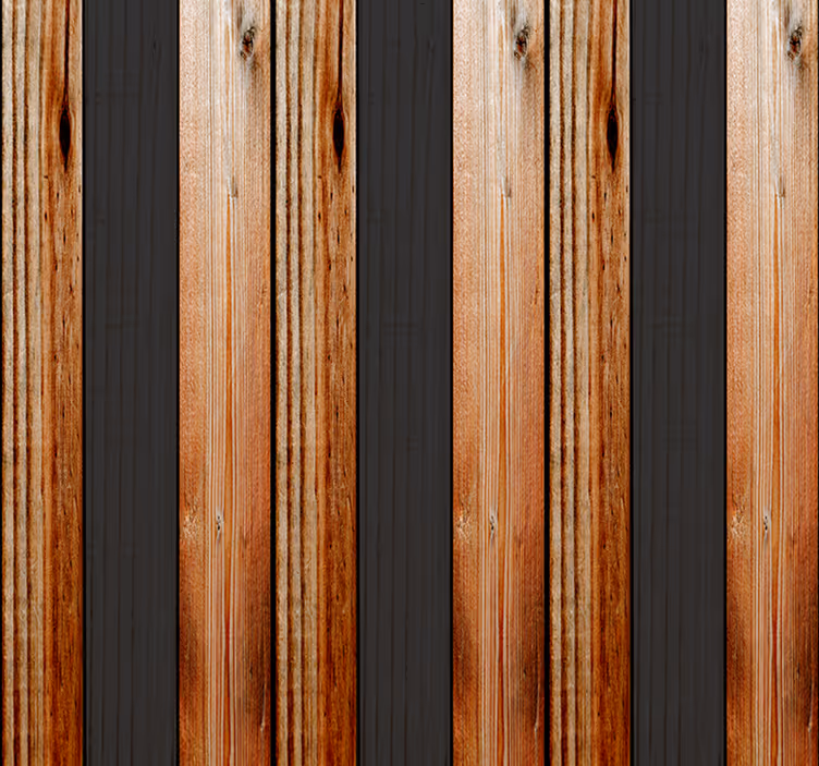 Papel pintado rayas madera natural y negra - TenVinilo