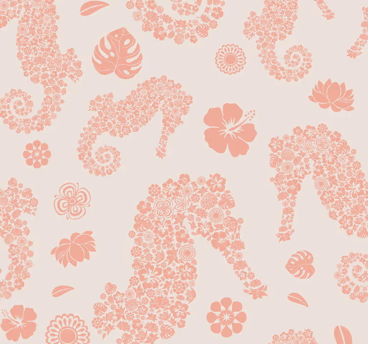Papel pintado salón caballitos de mar rosados - TenVinilo
