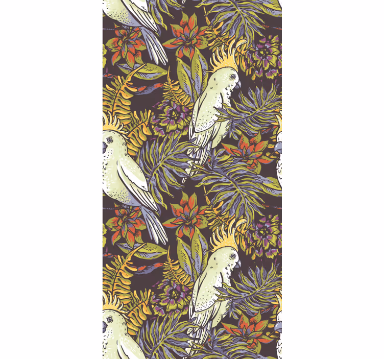Papel pintado pájaros patrón de loro tropical - TenVinilo