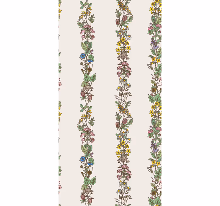 Papel pintado baño rayas verticales botánicas - TenVinilo