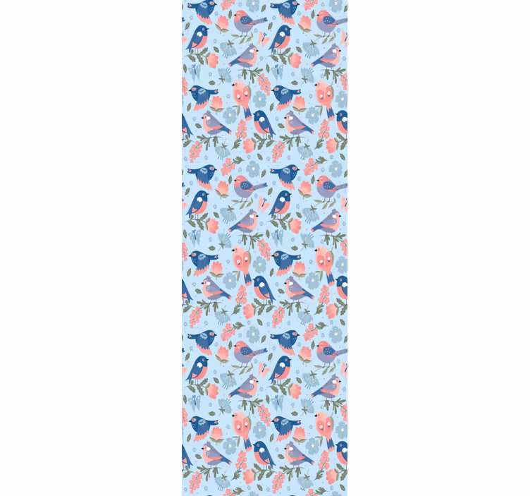 Papel pintado pájaros patrón floral de aves - TenVinilo
