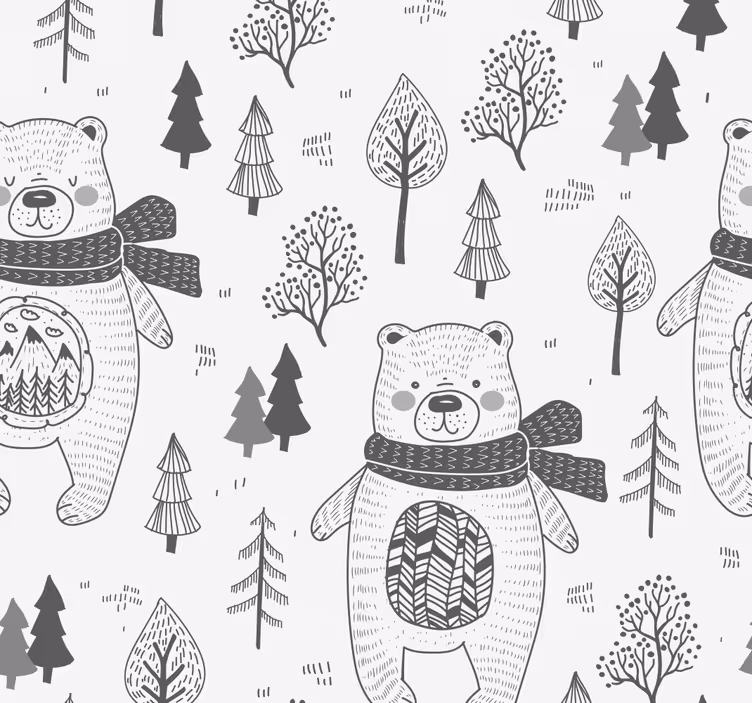 Papel pintado animal motivo del oso del bosque - TenVinilo