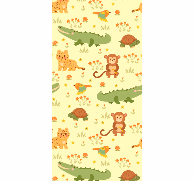 Papel pintado animal motivo de fauna de la selva - TenVinilo