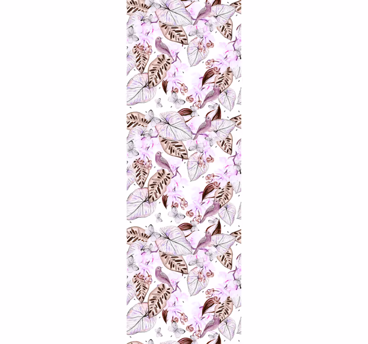 Papel pintado hojas motivo botánico de mariposa - TenVinilo