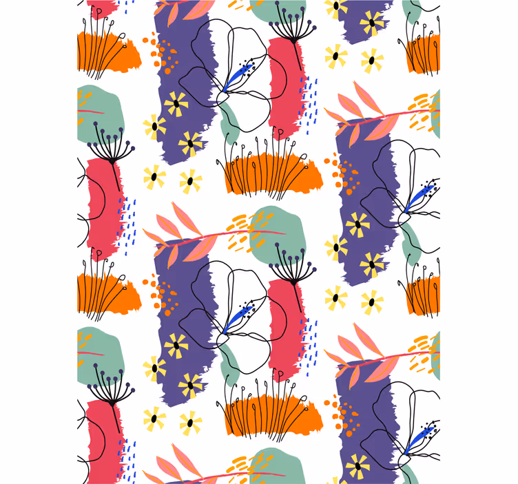 Papel pintado flores patrón de dibujo botánico - TenVinilo