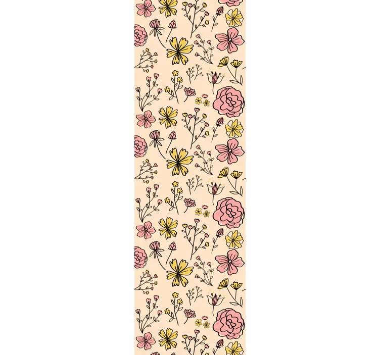 Papel pintado flores bosquejo botánico floral - TenVinilo