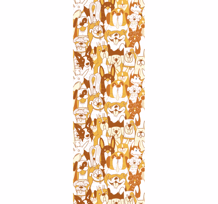 Papel pintado perros patrón blanco y naranja - TenVinilo