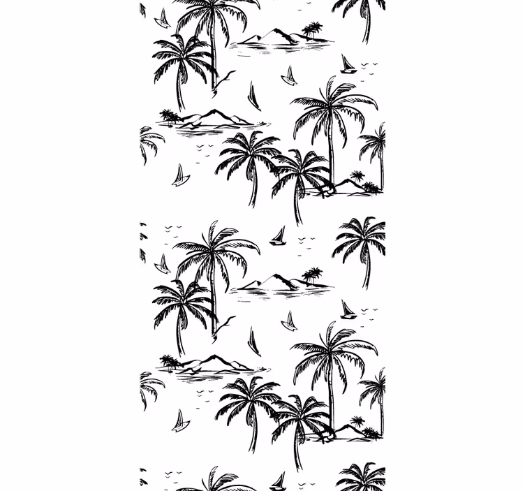 Papel pintado selva paisaje de isla tropical - TenVinilo