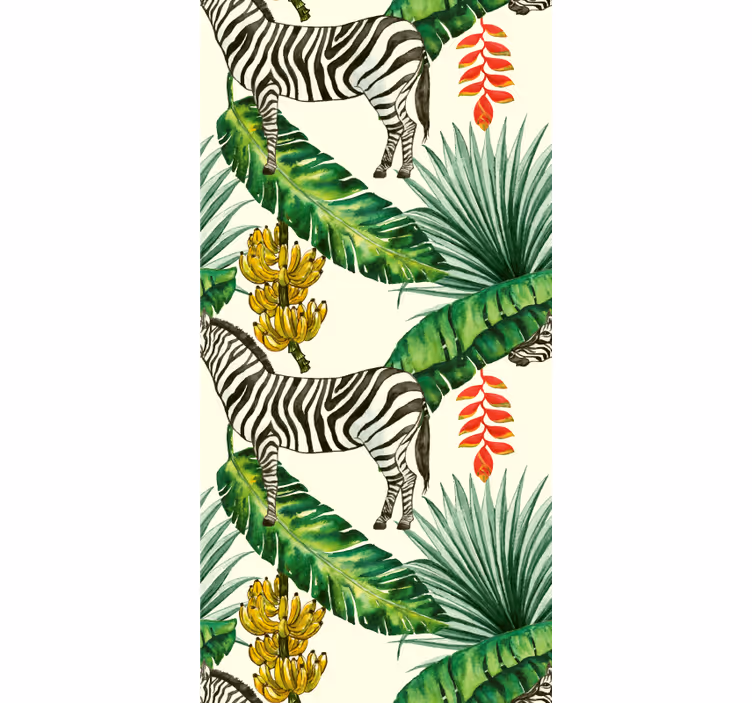 Papel pintado animales estampado de cebra tropical - TenVinilo