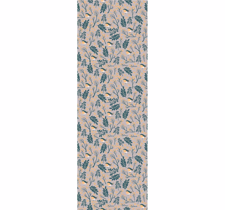 Papel pintado naturaleza patrón de follaje de pájaros - TenVinilo