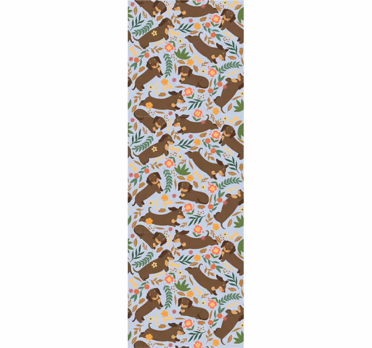 Papel pintado perros patrón floral de elefante - TenVinilo