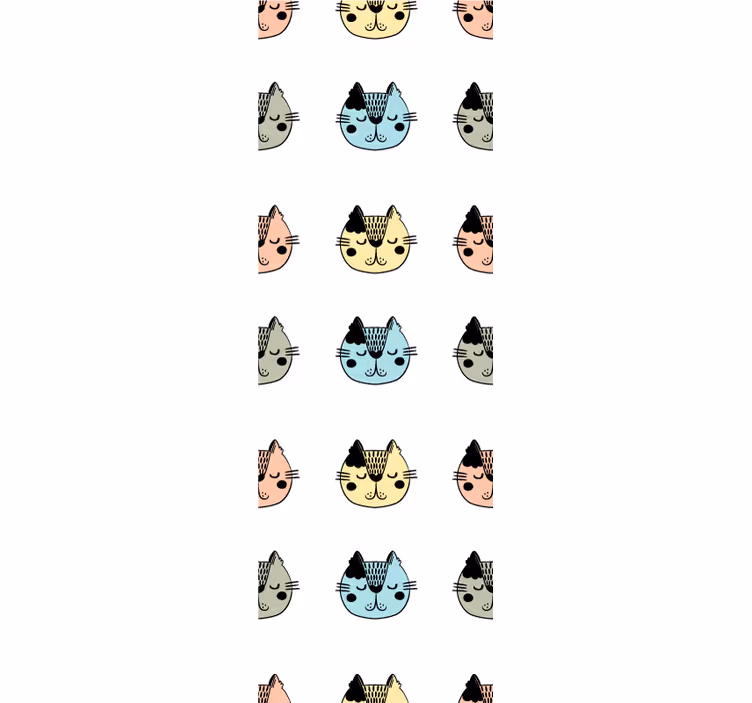 Papel pintado gatos caras felinas de dibujos animados - TenVinilo