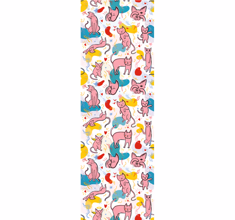 Papel pintado gatos patrones felinos juguetones - TenVinilo
