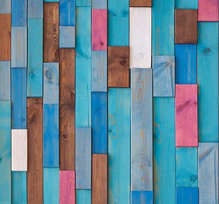 Papel pintado madera tonos azules para salón - TenVinilo