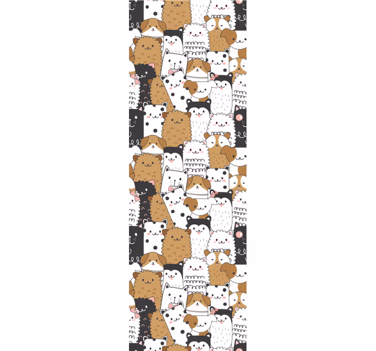 Papel pintado perros y llamas estilo infantil - TenVinilo