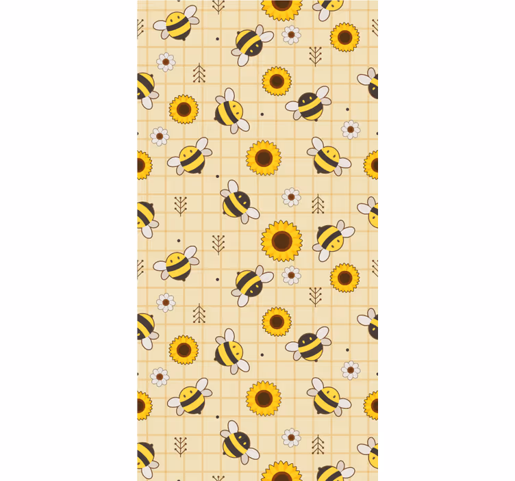 Papel pintado animal patrón de girasol abeja - TenVinilo