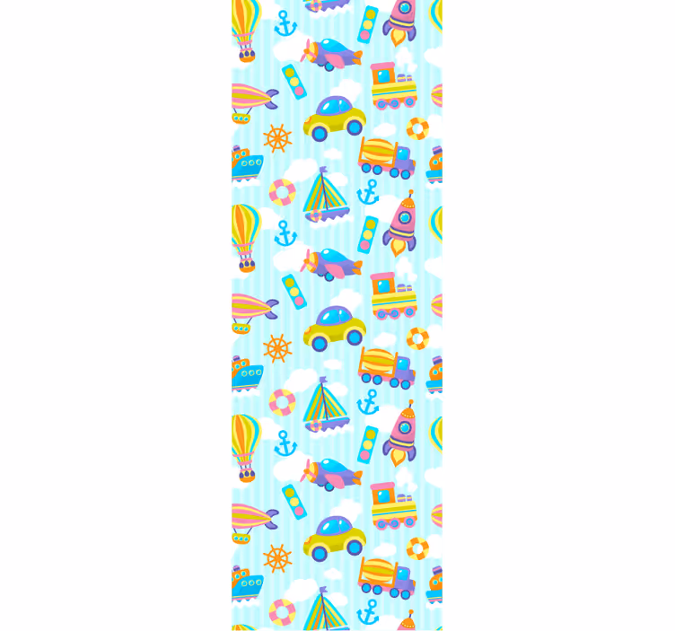 Papel pintado infantil transporte juguetón - TenVinilo