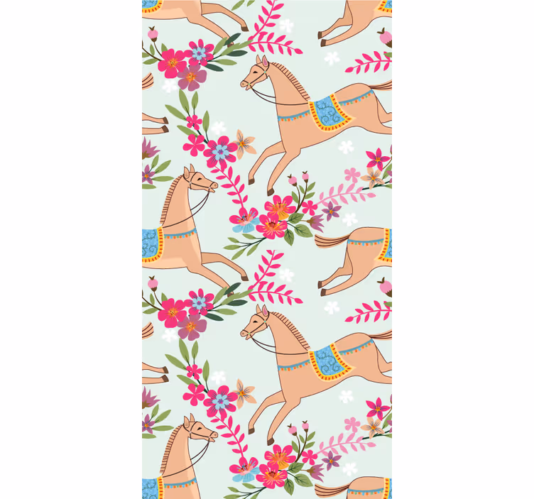 Papel pintado animal flores ecuestres - TenVinilo