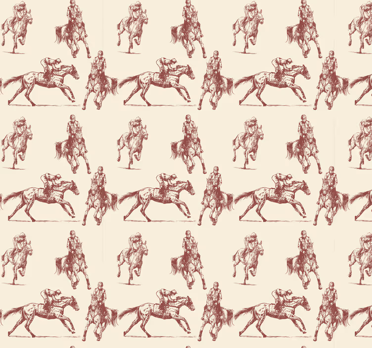 Papel pintado caballos patrón beige y marrón - TenVinilo