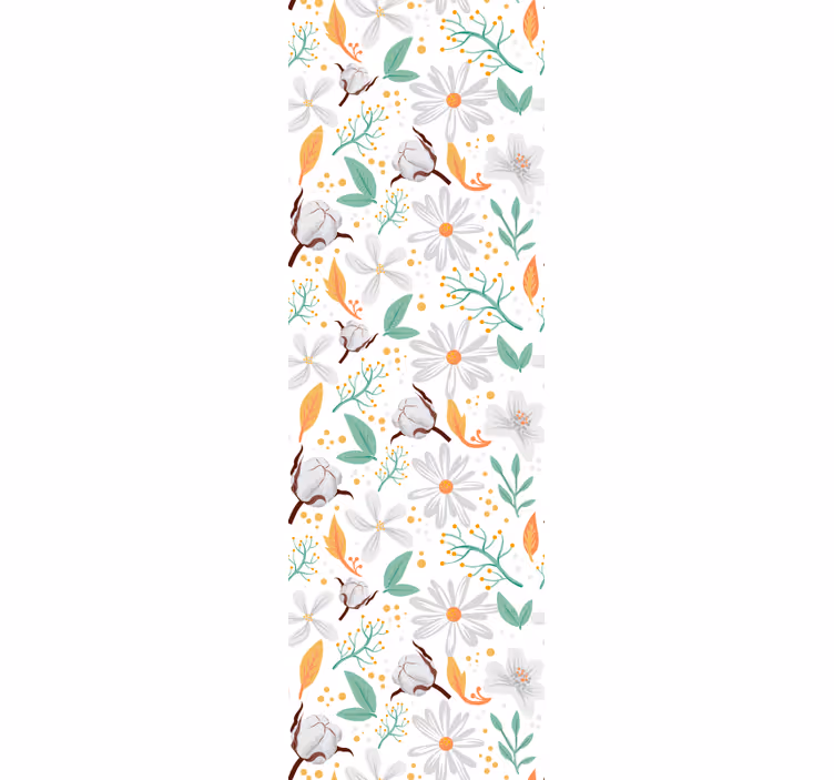 Papel pintado flores ramos de algodón botánico - TenVinilo