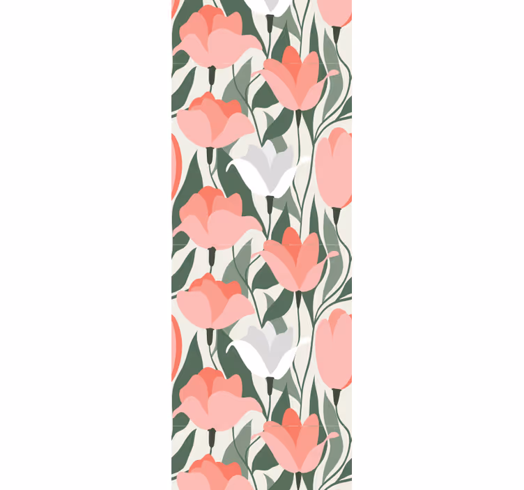 Papel pintado flores patrón de tulipanes botánicos - TenVinilo