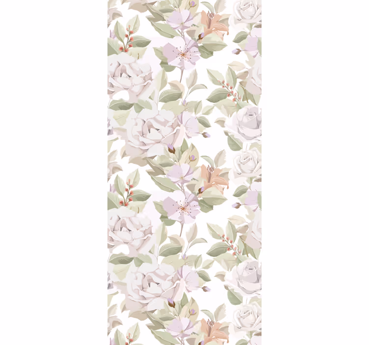 Papel pintado flores conjunto floral elegante - TenVinilo