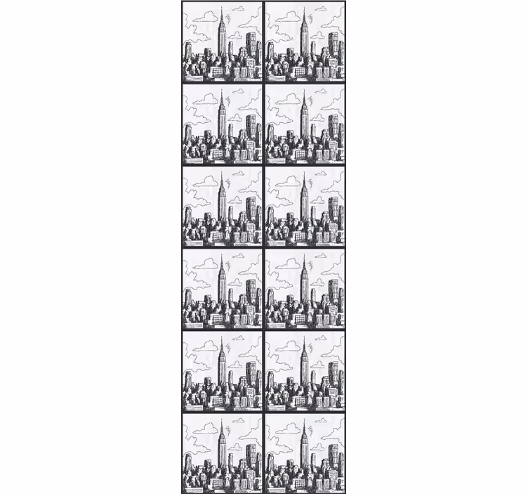 Papel pintado ciudades bosquejo del horizonte urbano - TenVinilo