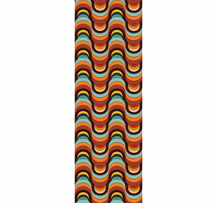 Papel pintado geométrico patrón ondulado retro - TenVinilo