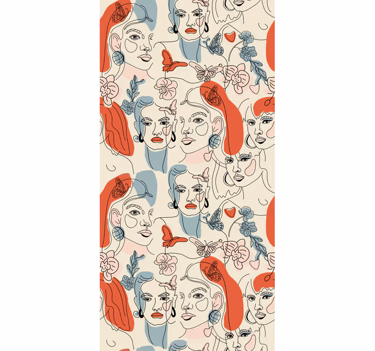 Papel pintado de arte estilo lineal femenino - TenVinilo