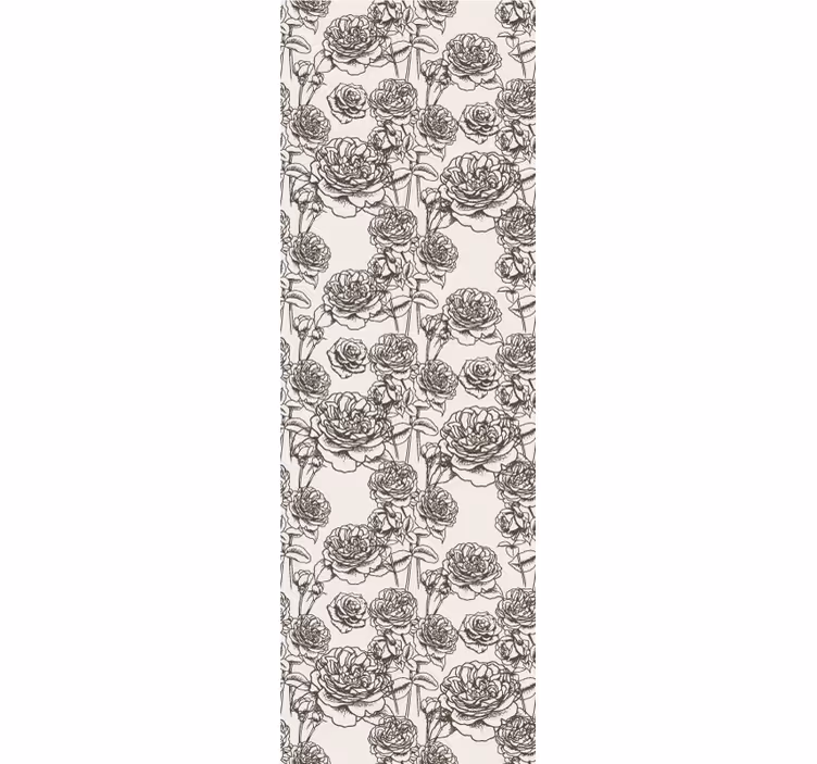 Papel pintado flores bosquejo rosa - TenVinilo