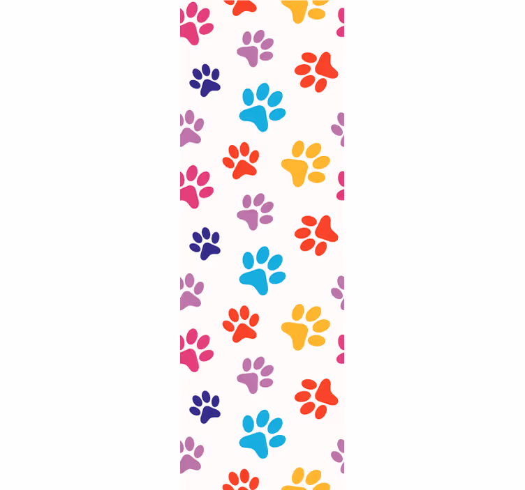 Papel pintado perros patrones de patas de colores - TenVinilo