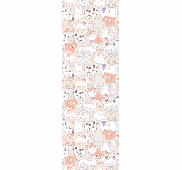 Papel pintado animal mural de cachorros juguetones - TenVinilo