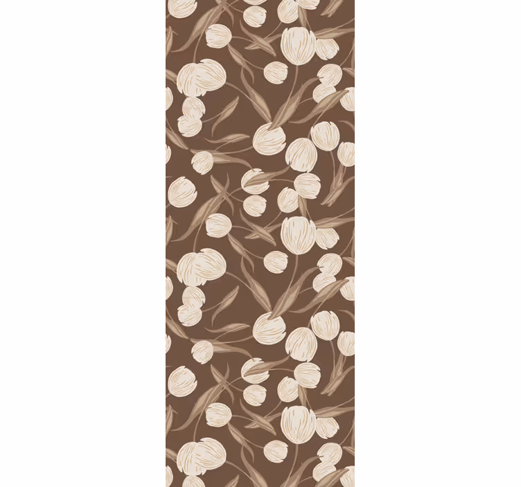 Papel pintado flores patrón floral marrón - TenVinilo
