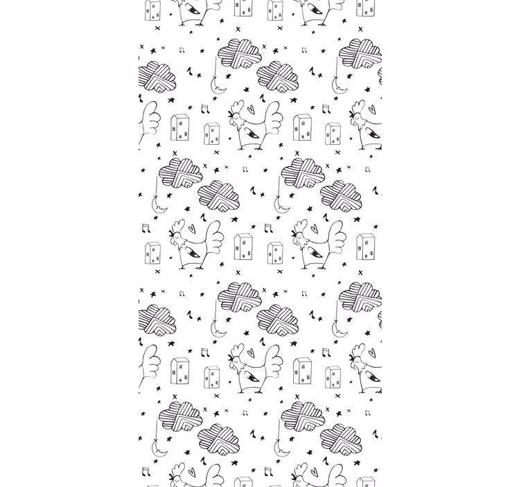 Papel pintado animal patrón de dibujos animados de gallo - TenVinilo