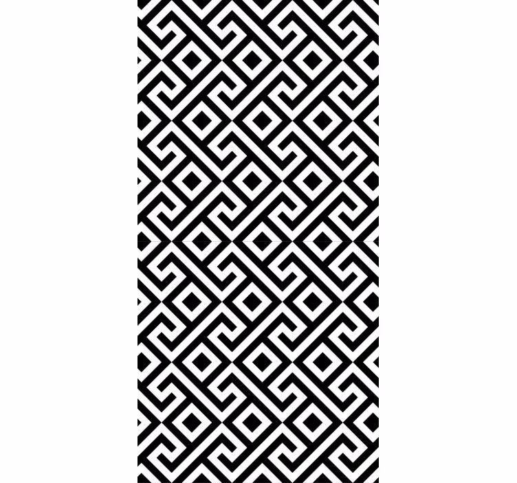 Papel pintado geométrico diseño intrincado en blanco y negro - TenVinilo