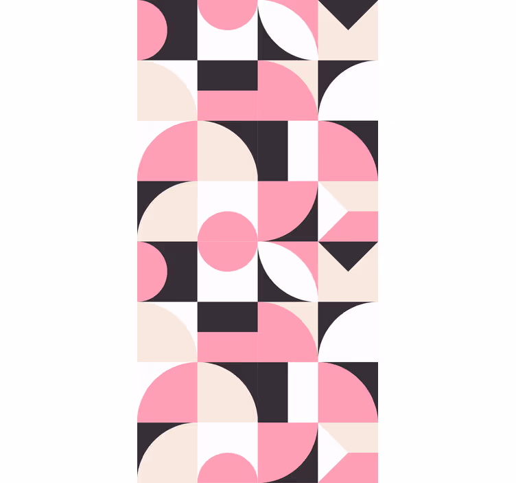 Papel pintado geométrico patrón moderno rosa y negro - TenVinilo