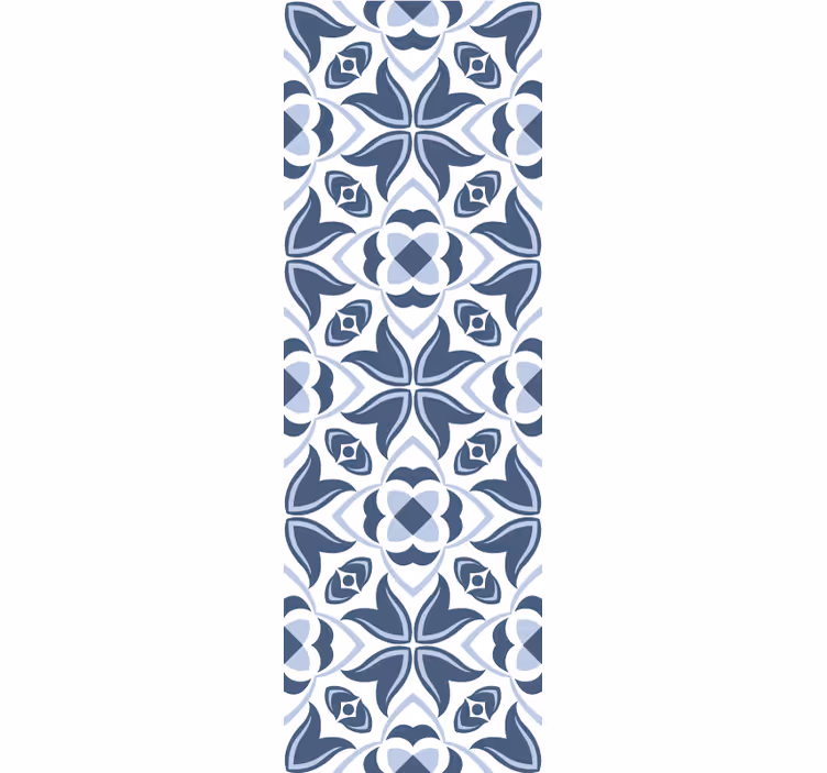 Papel pintado azulejos flores geométricas azules - TenVinilo