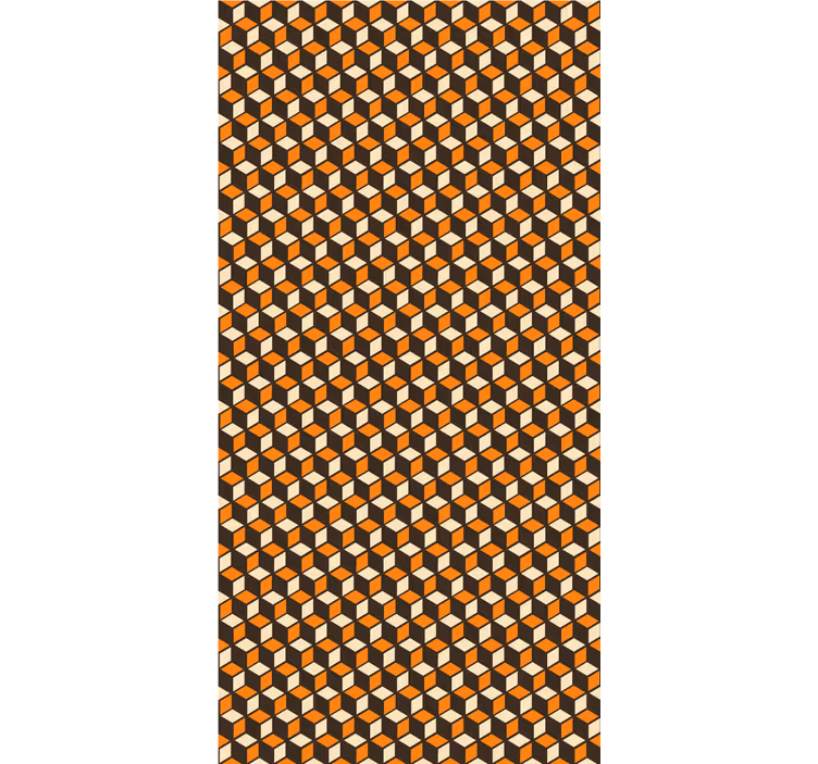 Papel pintado geométrico patrón cúbico 3d naranja - TenVinilo