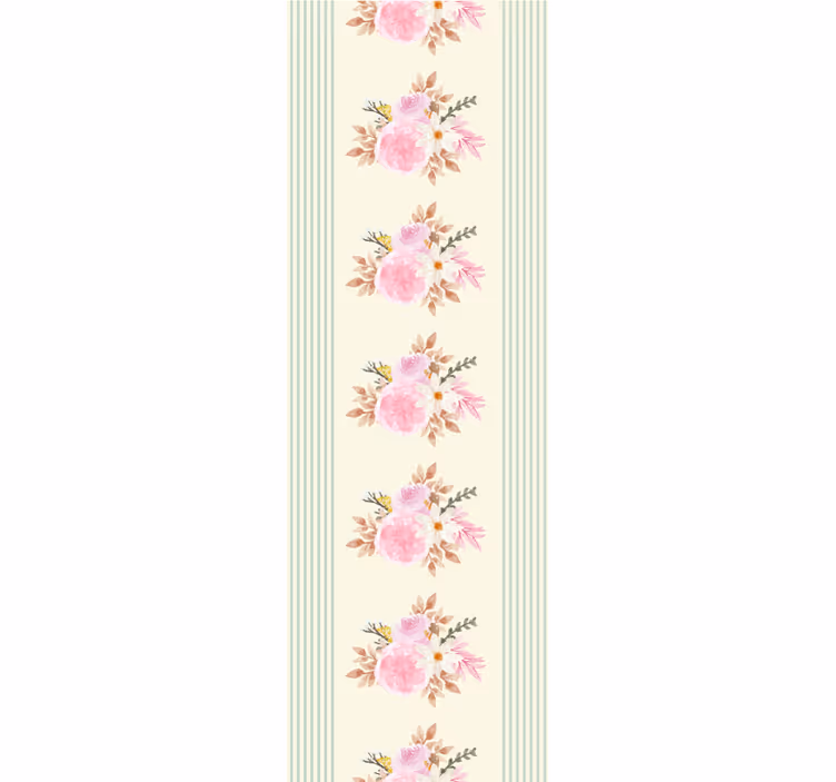 Papel pintado floral diseño de rayas florales - TenVinilo