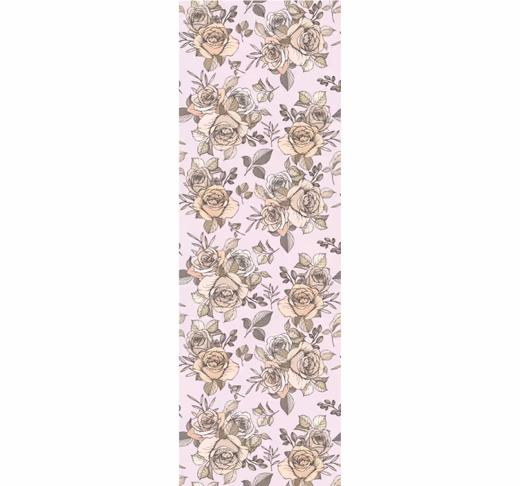 Papel pintado flores patrón vintage rosa - TenVinilo