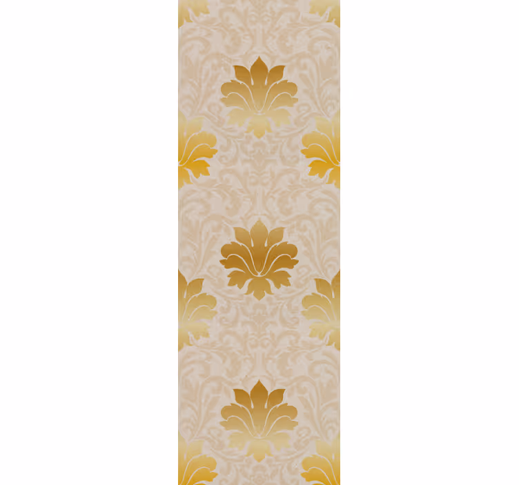 Papel pintado floral patrón de hoja dorada - TenVinilo