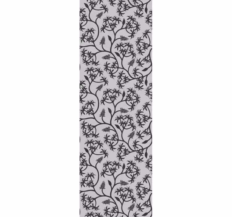 Papel pintado floral patrón de rama sobre fondo gris - TenVinilo