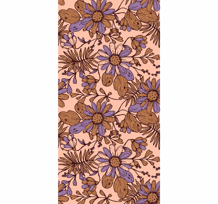 Papel pintado flores patrones marrones florecientes - TenVinilo