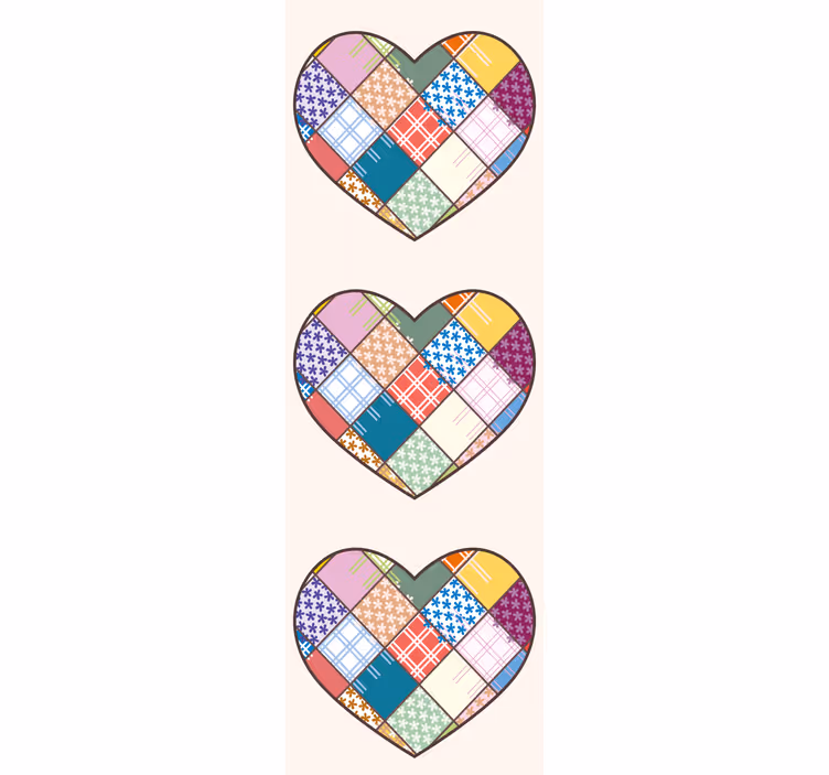 Papel pintado floral diseño de corazón de patchwork - TenVinilo