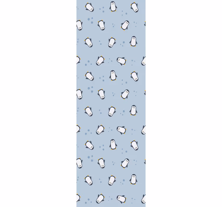 Papel pintado infantil patrón de pingüino juguetón - TenVinilo