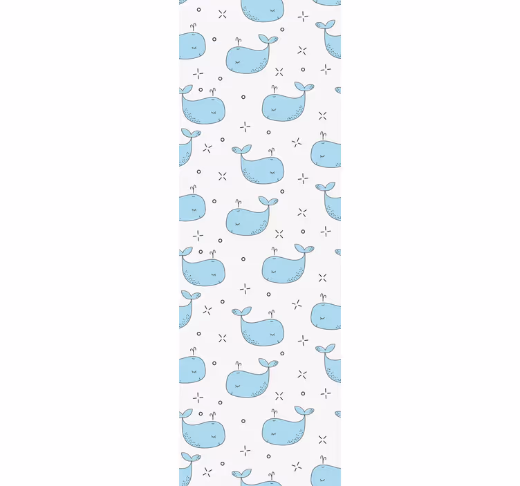 Papel pintado infantil ballenas bebes azules - TenVinilo