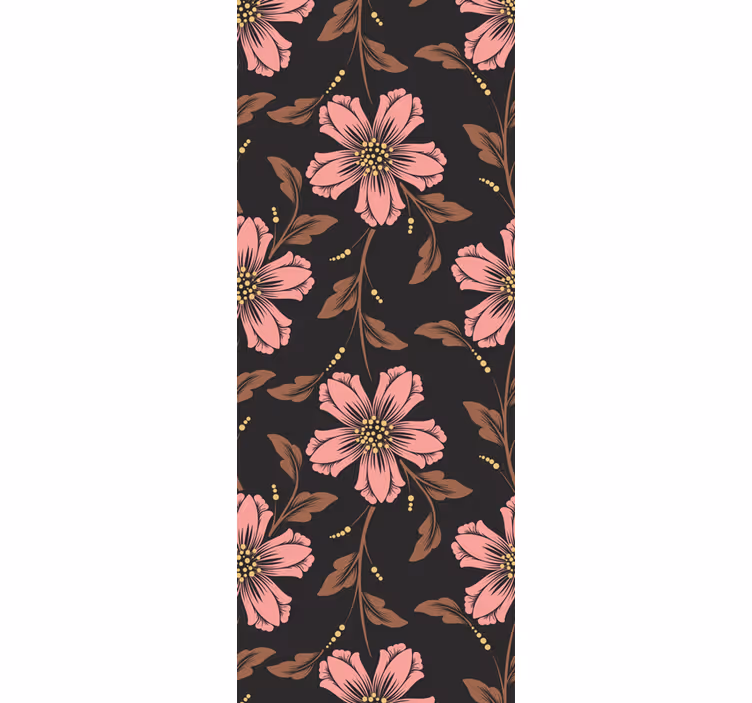 Papel pintado flores arreglo rosa y negro - TenVinilo