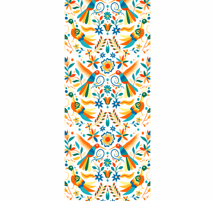 Papel pintado pájaros patrón tradicional - TenVinilo